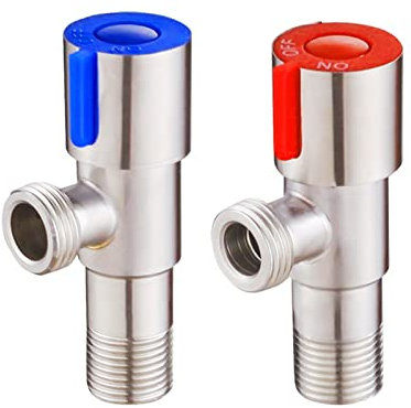 2 Stück Edelstahl Eckventil, Bad Heißes Kaltes Wasser Absperrventil, Wasser Anschluss Eckventile,für Badezimmer, Küche, Waschbecken, Toilette(Blau, Rot)