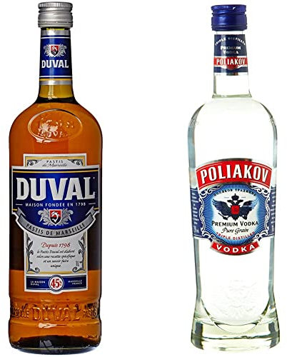 Duval Pastis de Marseille 1L & Poliakov Premium Vodka Pur Grain Triple Distillé 70 cl