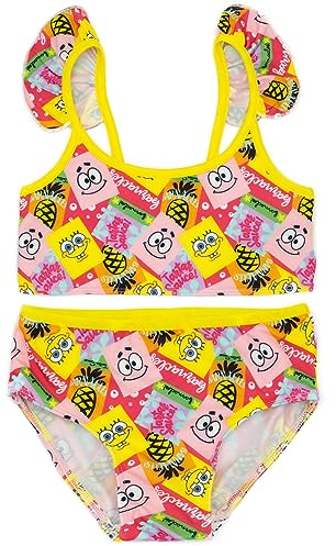 SPONGEBOB SQUAREPANTS Bikini Girls | Toddler Kids Yellow 2 Piece Bikini Top Bottoms | Spongebob Patrick Characters 10-12 Years