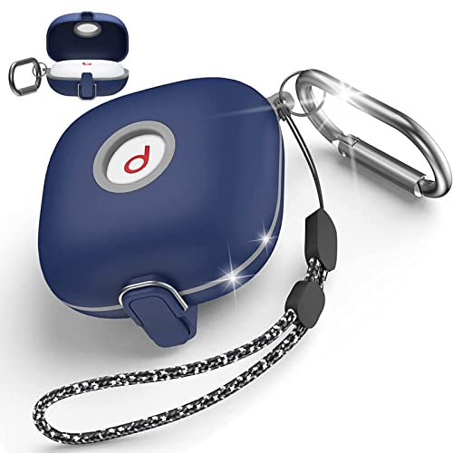 Miimall Compatibile con custodia Beats Fit Pro, [Keychain] [Secure Lock] Cover protettiva in TPU con cordino, anti-goccia che assorbe gli urti con un clic Pop Cover protettiva per Beats Fit Pro-Blu