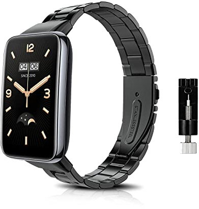 ToVioc Armband Kompatibel mit Xiaomi Mi Band 7 Pro,Herren & Damen Rostfreier Edelstahl Metall Ersatzband für Xiaomi Smart Band 7 Pro - Schwarz