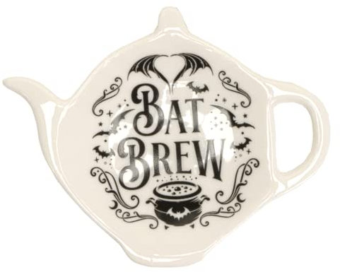Ceramic Bat Brew Spooky Spoon Holder, Tabletop Decor, Halloween Gift, Tea or Coffee Time, 4.33L X 3.27W X 0.71H