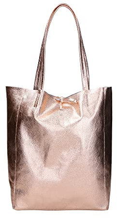 Borsa a Mano Shopper Donna in Pelle Dollaro Borse a Spalla (Oro Rosa)