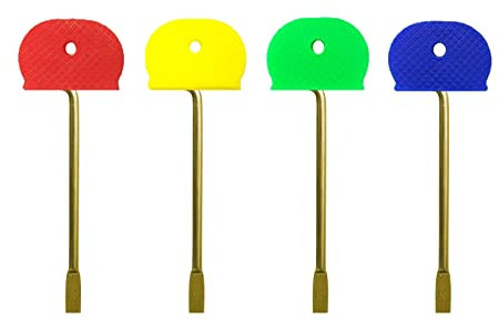 Bathroom/Bedrooom Door Key Emergency Key, Door Key Replacement Solid Key for Interior Door - 4 Pack (Gold with Cap)