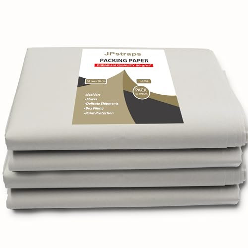 JPstraps - Packpapier 60 x 50 cm – Verpackungsmaterial für Umzug & Schutz – Packseide für Verpackung, Basteln & Quilten (50 Stück / 60 cm x 50 cm)