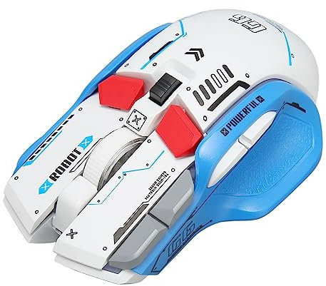 ASHATA Gaming-Maus, Komfortable 2,4 G Kabelgebundene Bluetooth 3-Modus-ergonomische Mäuse, 5 Einstellbare DPI-Game-Maus mit 11 RGB-Licht für Windows für Android für (Weiss)
