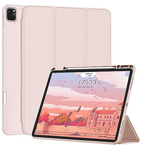 FANSONG Smart Cover for iPad Air 13 2024, Tri fold Slim TPU Case with Auto Sleep Wake Stand Support iPad Pencil Charging for iPad Pro 12.9 inch 2022 2021 2020 2018 6th 5th 4th 3rd