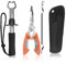 J&D Angelzange und Fischlippenzange Set, Multifunktionale Edelstahl Angelzange Zahnradhakenentferner mit Sicherheitsspule mit Scheide und Lanyard für Süßwasser Salzwasserfischen, Orange