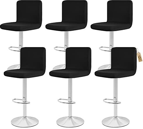 Showgeous 6 Stück Bar Stuhlhussen,Barhocker Abdeckungen Stretch Abnehmbare Esszimmerstuhl Abdeckungen für Kneipentheke,Dining Chair Barhocker Zähler Schonbezüge Esszimmer Stuhl Schonbezug(Schwarz)