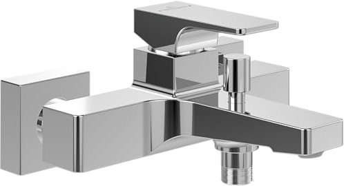 Villeroy & Boch Architectura Square Badewannenarmatur Aufputz, Wasserhahn Badewanne mit Rückflussschutz und Umstellfunktion, Mischbatterie Badewanne wassersparend, eckig, Chrom