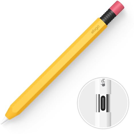 elago Cover Classico Compatibile con Apple Pencil (USB-C), Presa Perfetta, Pelle Protettiva, Custodia in Silicone, Supporta l'Attacco Magnetico (Giallo)