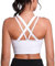 Leversic Sport BH Damen Push up, Sports Bra Ohne Bügel Sport BH Rückenfrei, mit Breiten Trägern für Besseren Halt und Unterstützung, 314-1pc Weiß, XL