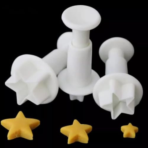 Lot de 3 moules à gâteaux en plastique en forme d'étoile pour pâte à sucre, pâtisserie, emporte-pièce, accessoires