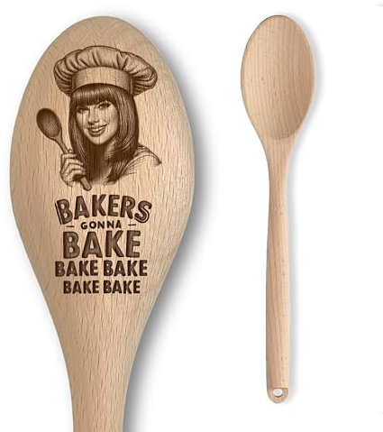 The Laser Factory Swiftie Baking Party Gift – Cuillère en bois gravée inspirée de Tay Lor – Décoration de boulangerie – Cadeau de pâtisserie amusant pour filles et garçons – Objet de collection fantai