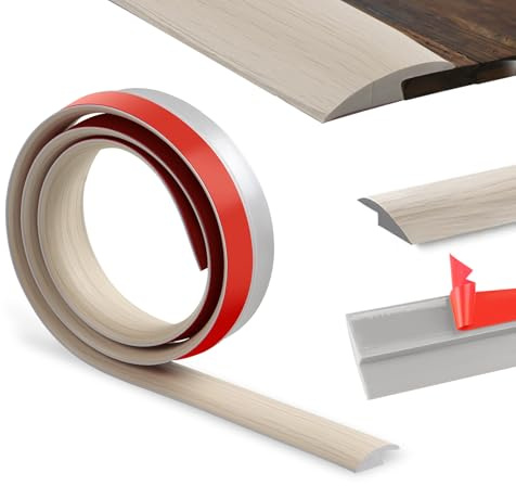 100cm üBergangsprofil-Selbstklebend, üBergangsleiste üBergangsprofil HöHenausgleich Pvc,TüRschwellen Leiste Kanten, TüRschwelle FüR Teppichboden SchwellenüBergang(3.5 cm,Graue Holzmaserung)