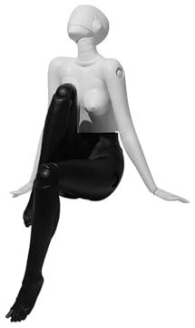 Weibliche Statue, nackte weibliche Schaufensterpuppe, weibliche Schaufensterpuppe in sitzender Haltung, sitzende weibliche Skulptur, Kunstdekor aus silbernem Kunstharz, sexy Körper(Black)