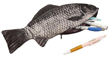 Amesor Fisch Federmäppchen, Neuheit Fisch Federbeutel, Geldbörse Fisch Form, Fisch Geformt Federmäppchen, Fisch Pen Tasche, Realistische Fisch Form Make Up Tasche Federmäppchen Mit Reißverschluss
