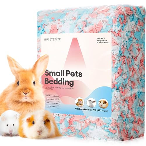 BUCATSTATE Hamster Streu 70L, Papier Einstreu für Kleintiere, Besonders Saugfähige & 99,9% Staubfrei Kleintierstreu für Meerschweinchen, Kaninchen, Haustiere, Mäuse, Rennmäuse, Nager (Konfetti)