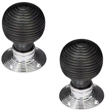 Wooden Black Beehive Victorian Reeded Door Knob, 53mm