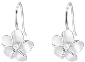 Pendientes de cristal de roca con flores, pendientes para mujer, pendientes de uñas, preciosos, pendientes transparentes, talla única, Plata, Sin piedra preciosa