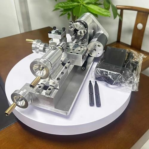 LeTkingok Multifunktionale DIY Mini Drehmaschine, Haushalts Holzbearbeitung, Hausgemachte Kleine Drehmaschine, Tragbare Desktop Mikro Drehmaschine, 100-2500U/min
