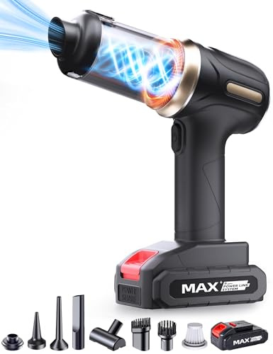 LAMA Handstaubsauger 14000PA Autostaubsauger 10000 mAh Akku, Kabellos Mini Staubsauger Akkusauger mit 2 Waschbarem HEPA Filter für Auto, Büro, Küche, PC, Sofa, Haus & Tierhaar Reinigung, Schwarz