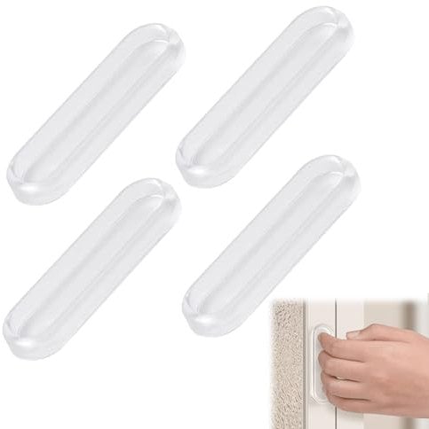 4 Stück Selbstklebende Türgriffe, Schiebetürgriffe Ovale 110 x 33mm, Transparente Schrankgriffe, Möbelgriff, Türgriff Balkontür Außen, Sofortgriff für Glastüren, Fenster, Schubladen, Schränke