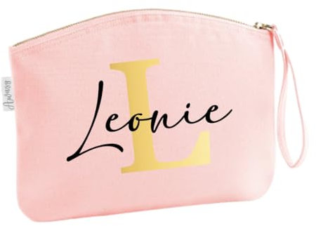 minimutz Schminktasche für Mädchen mit Name | Motiv Buchstabe Initiale inkl. Namensdruck | Personalisierte Kosmetiktasche Ordnungshüter Mädchen Damen XL (35 x 25 cm) in rosa