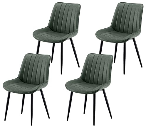 Garvishk Garvis Esszimmerstühle 4er Set Polsterstühle mit Sitzkissen künstlicher Stoff Küchenstuhl Wohnzimmerstuhl Schminktisch Stuhl ergonomischer Stuhl (Oliv)