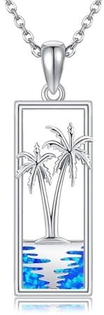 HUKKUN Palmen Halskette Sterlingsilber Palmen Anhänger Halskette Ozean und Strandschmuck für Damen