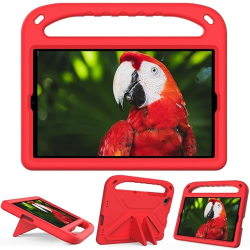 For Samsung Galaxy Tab A 10.1 inch 2019 SM-T510/T515 Tablet Case for Kids Friendly Lightweight Shockproof Cover with Handle Stand Tablet, Red