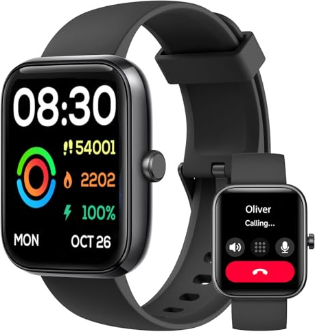 Smartwatch Hombre Mujer, Reloj Inteligente Llamadas Bluetooth IP68 Sumergible, 120+ Deportivos Modos Smart Watch 1.83HD con Podómetro, Pulsómetro Monitor de Sueño, Pulsera Actividad Regalo, Negro