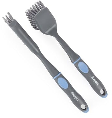 Beldray ANTI BAC Dish Brush Set, 2 Pack Square And Slim With Scraper | Scratch-Free Bristles For Non Stick Cookware, Ergonomic Easy Grip Handle With Thumb Pad, Hanging Hooks For Storage