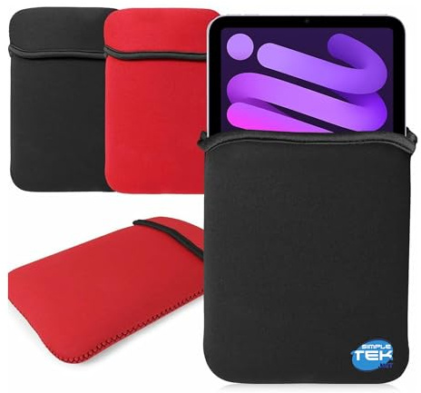 SIMPLETEK - Cover Custodia Universale in Neoprene Reversibile (Nero/Rosso) - Compatibile con Tablet da 7 e 8 - Protezione Completa