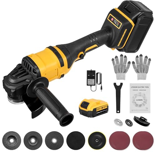 Cordless Angle Grinder 125MM, 21V Brushless Motor Grinder Tool 30000 RPM, Battery Grinder Cutter with 4.0Ah Batterie & Charger, Power Electric Cut Off for Cutting, Grinding, Polishing & Rust Remove
