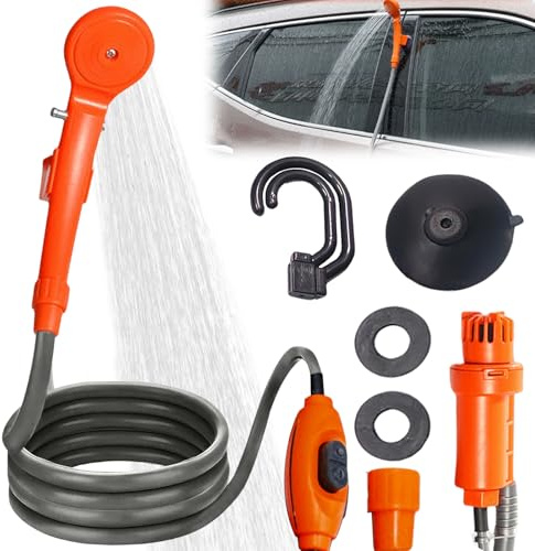 GOMETY Douche de camping portable - Douche d'extérieur 12 V - Douche extérieure portable avec tuyau - Douche de camping avec pompe - Douche de camping avec pompe - Portable pour jardin, voyage, lavage