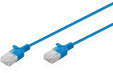 DIGITUS LAN Kabel Cat 6 – 0.3m – 1 Gbit/s – 1 Stück – ungeschirmt U-UTP – Slim AWG 32/7 – PoE+ – LSZH – 250 MHz – RJ45 Netzwerkkabel Patchkabel Ethernetkabel – Blau