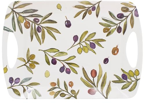 The Leonardo Collection Jennifer Rose Melamine Olive Grove Tray Large | Lightweight Construction, Scratch Resistant, Easy Maintenance, Family Meals, Elegant Presentation