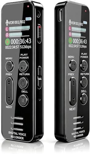 Liebssen 8GB Digitales Diktiergerät HD-Audioaufnahme Spracherkennung A-B-Wiederholung Passwortsperre sprachaktiviertes Diktiergerät für Besprechungen Interviews Vorträge usw.