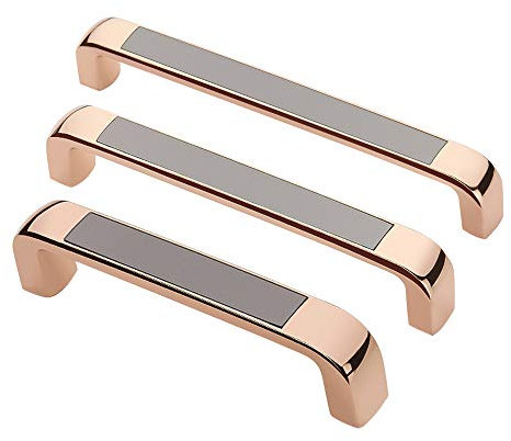 Zhi Jin 4Pcs Rose Gold Cabinet Handle Hardware Drawer Handles Set Furniture Brushed Finished 128mm Hole Centers-128mm/5Inch