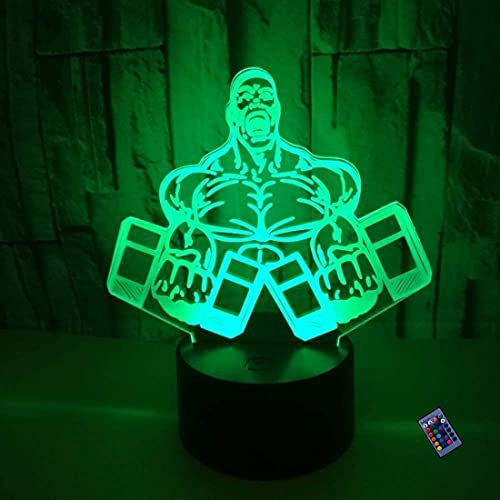 YTDZLTD Optische Täuschung 3D Hantel Nacht Licht 16 Farben Andern Sich Fernbedienung USB-Strom Touch Schalter Dekor Lampe LED Lampe Tisch Kinder Brithday weihnachten Geschenk