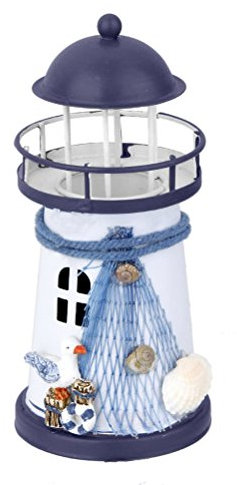 VORCOOL Natal Marine Modell Teelichthalter mediterranen Stil Handbemalt Leuchtturm nautischen Fisch Net Shell Boje Dekor (S/Sea Gull)