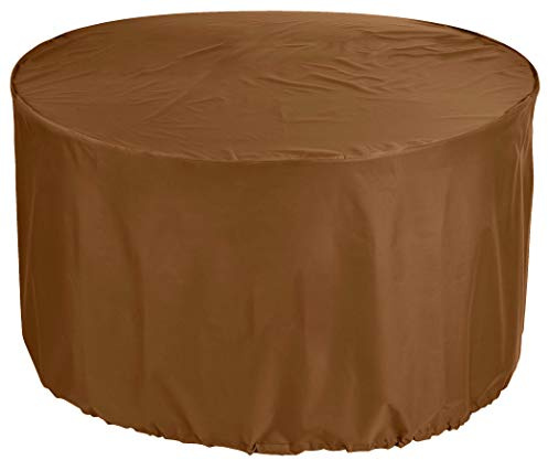 Premium Abdeckplane Rund Ø 230x75 cm Essbank Sitzbank Holzbank Gartenmöbel Gartentisch Hülle Abdeckung Haube Schutzhülle Abdeckhaube 900 D, 500 g/m², 6.000 mm Wasserbeständigkeit Kaffe Latte
