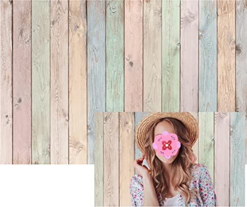 WaW 2.2x1.5m Farbiger Rosa Pastel Holz Fotohintergrund Stoff für Rustikal Porträt Fotografie Fotostudios Hintergrund Newborn Baby Fotoshooting, Fotowand, Fotobox