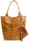 Made IN Italy Damen XXL Leder Tasche + Schmucktasche Wildleder Shopper Schultertasche Fransen Umhängetasche Quaste Kette DIN-A4 Hobo Tote Bag Cognac Kroko