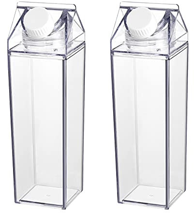 Cabilock 2 Stück Klare Wasserflasche Wiederverwendbare Milchkarton Wasserflasche Plastik Limonadensaft Getränkeglas Eistee Flasche 500Ml Reise Outdoor-Lieferungen 2 Stück