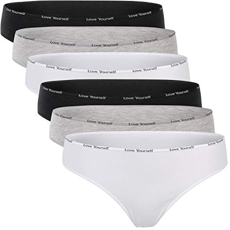 Celodoro Damen Tanga (6er Pack) Mini-Slip mit schmalem Ziergummi und Schriftzug - Classic Mix S