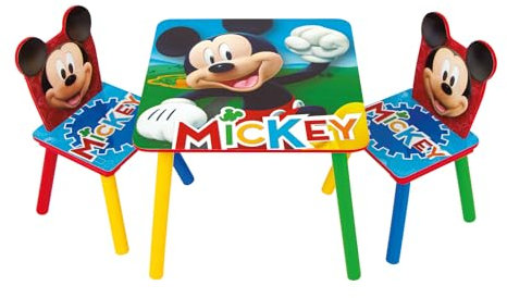 Disney Nixy Kids Mickey Mouse Holztisch und 2 Stühle, Set