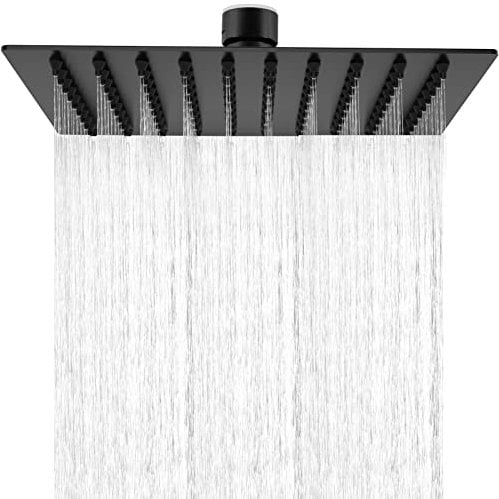 HAUSPROFI - Cabezal de ducha cuadrado de acero inoxidable con boquillas de 8 pulgadas/20 cm, acabado mate