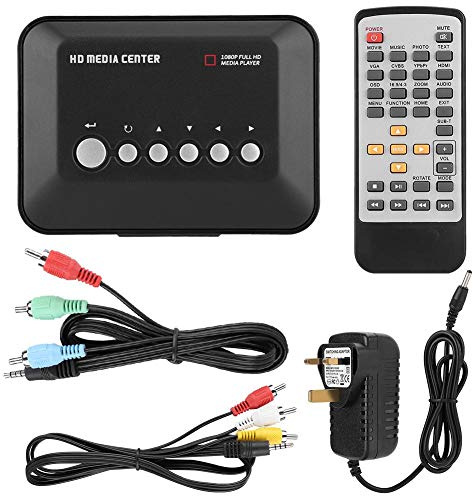 Agatige Mini 1080P Video AD Player, TV Media Audio Player with HDMI/AV Output Supports SD Card USB Input(UK Pluy100-240V)